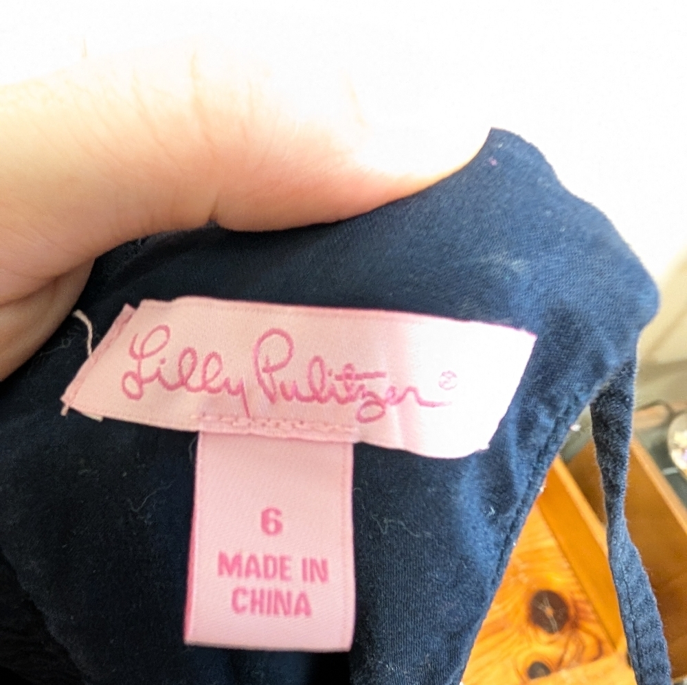 Lilly Pulitzer Navy Lace Stripe Halter Dress Size 6 - Picture 2 of 6